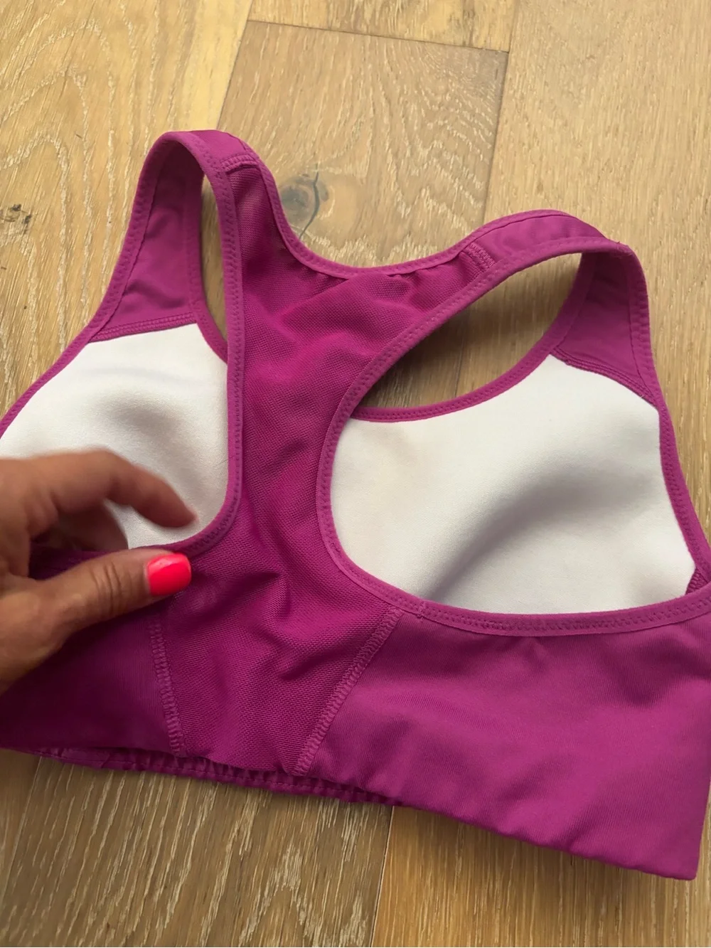 Nike fuscia  Racerback Sports Bra with Orange Swoosh